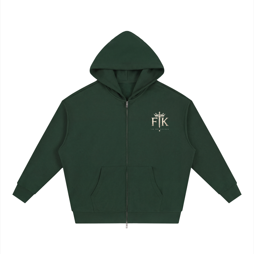 Connected Through Christ Dark Green Zip-up Hoodie
