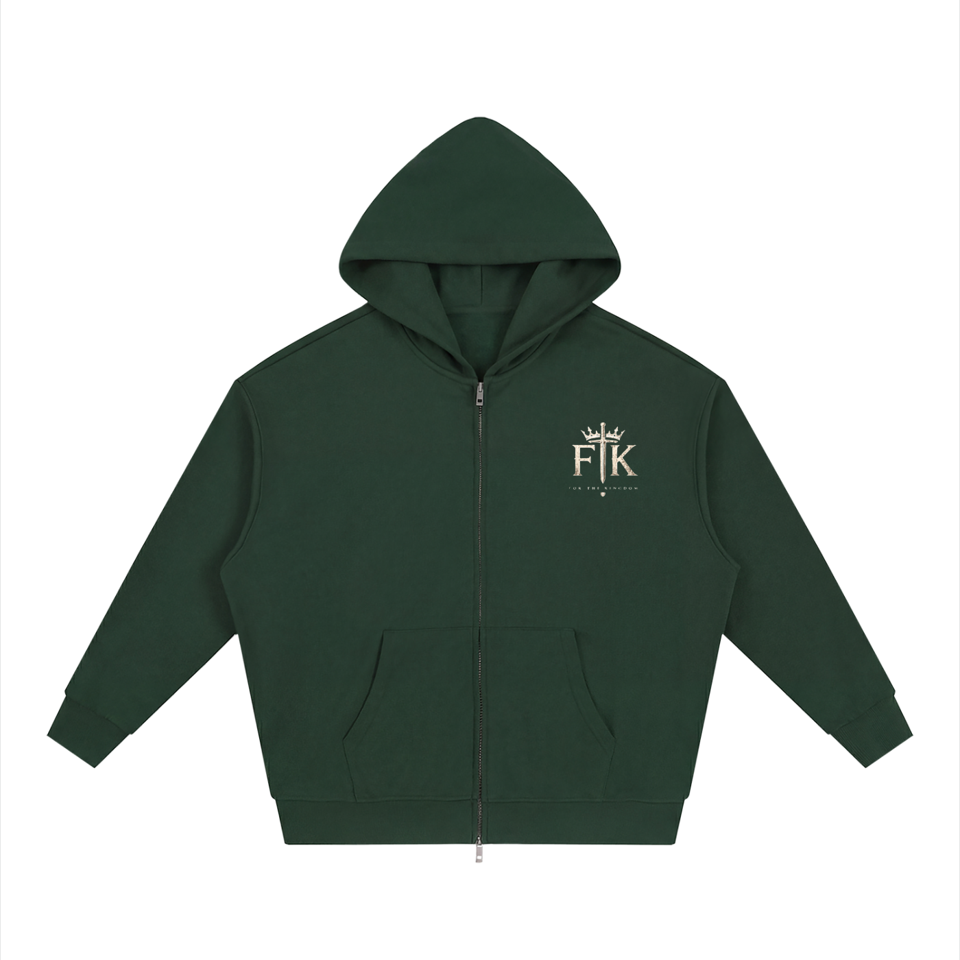 Connected Through Christ Dark Green Zip-up Hoodie